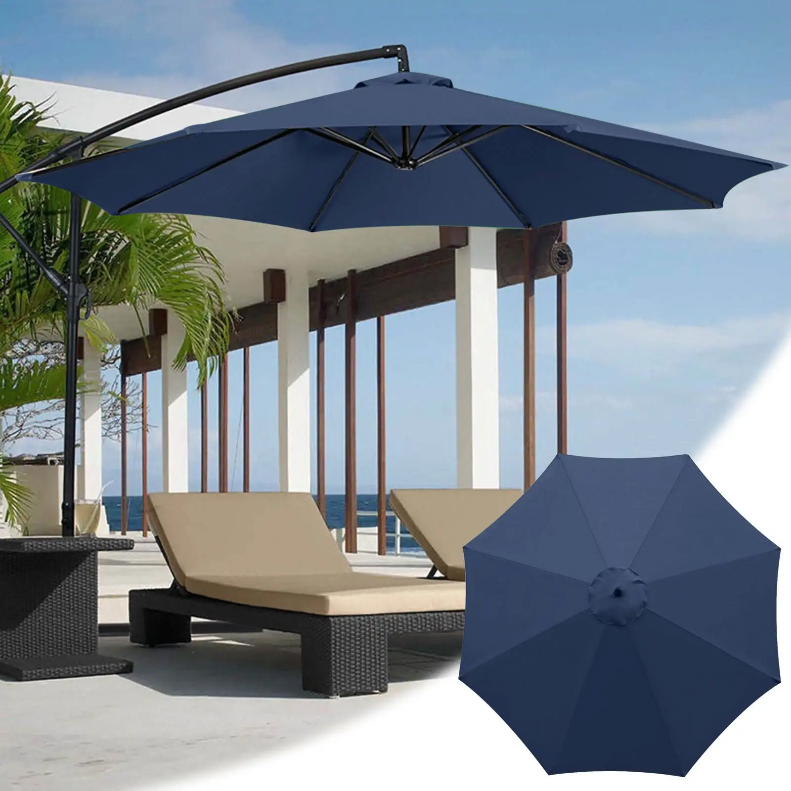 Dopebox Garden Deals Outdoor Courtyard Umbrella Surface Polyester Sunshade Umbrella Sunscreen And Rainproof Fabric Garden Pillar Umbrella Fabric. Outdoor Decorations (B)