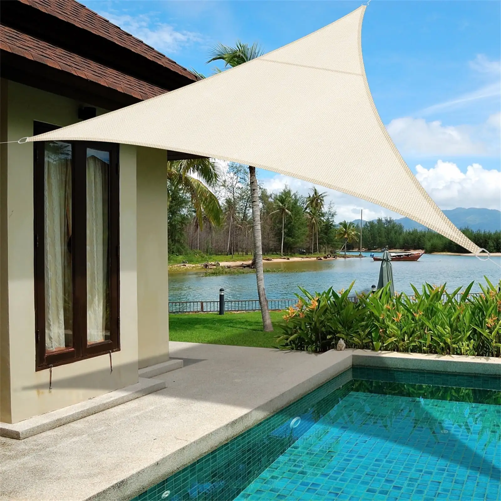 Dopebox Triangle Sun Shade Sail Canopy. Sun Shade Canopy Outdoor Rectangle. Triangle Shade Canopy. Sun Shade Canopy Outdoor. for Patio Garden Backyard (B)