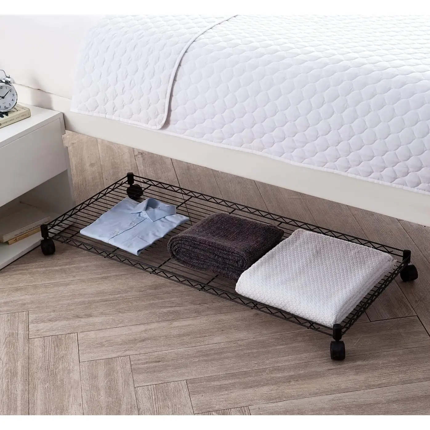 DormCo Suprima Rolling Underbed Storage Shelf Black