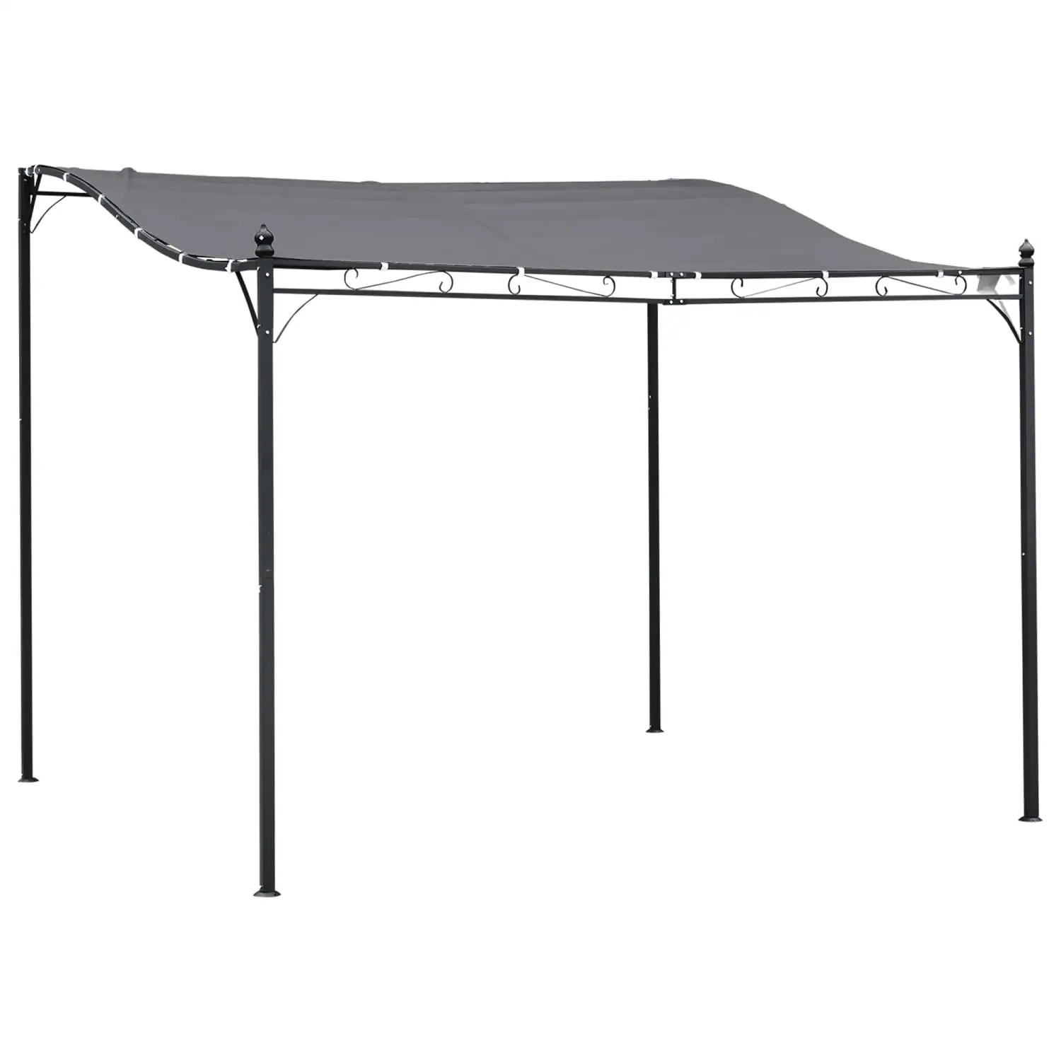 DremFaryoyo 10' x 10' Steel Outdoor Pergola Gazebo Patio Canopy with Weather-Resistant Fabric and Drainage Holes for Backyard Pool Deck Garden Gray