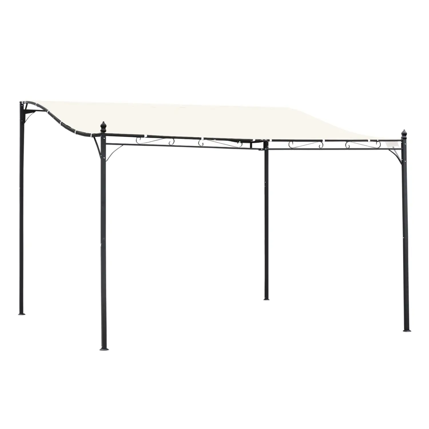 DremFaryoyo 10' x 13' Steel Outdoor Pergola Gazebo Patio Canopy with Weather-Resistant Fabric and Drainage Holes for Backyard Deck Garden Cream