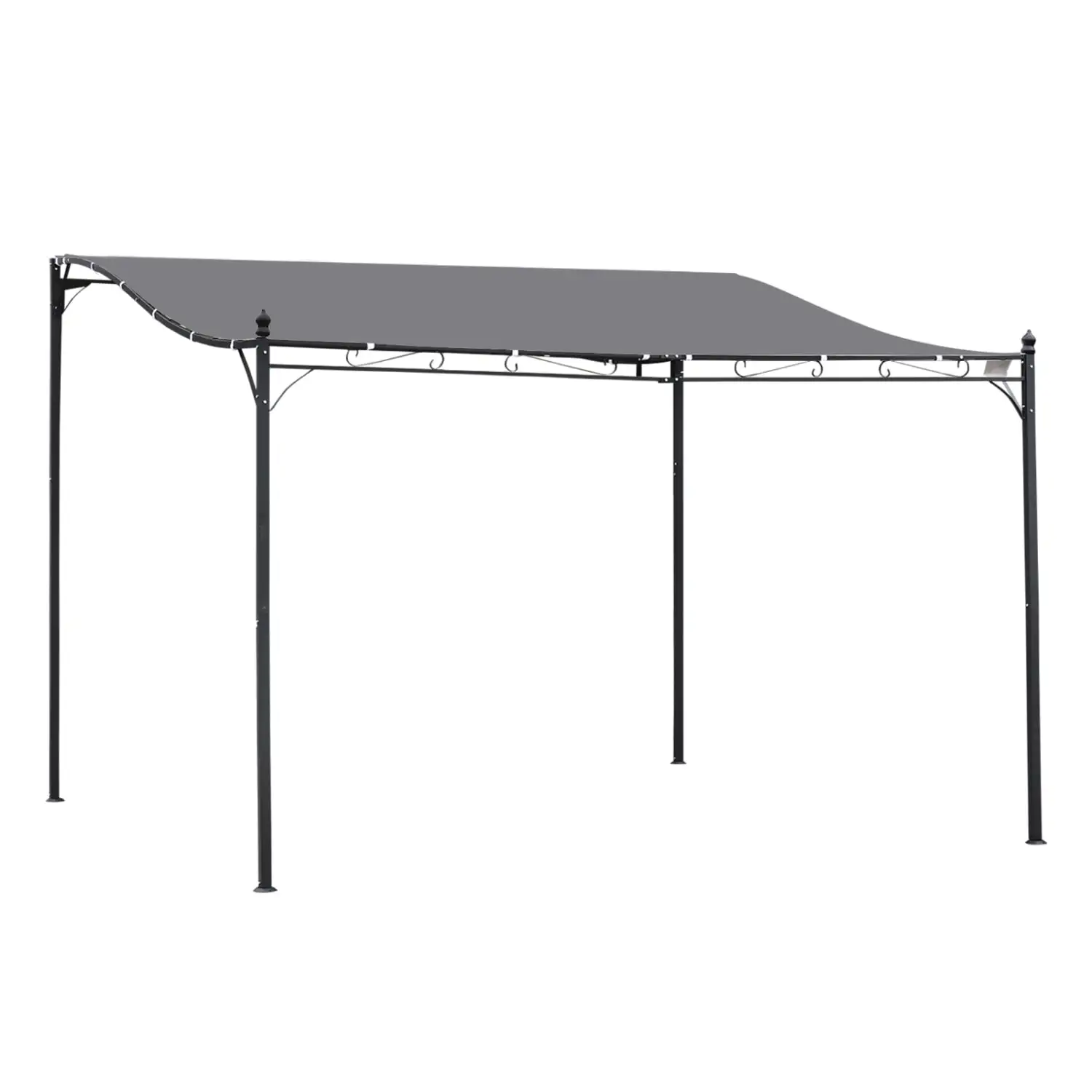 DremFaryoyo 10' x 13' Steel Outdoor Pergola Gazebo Patio Canopy with Weather-Resistant Fabric and Drainage Holes for Backyard Pool Deck Garden Gray