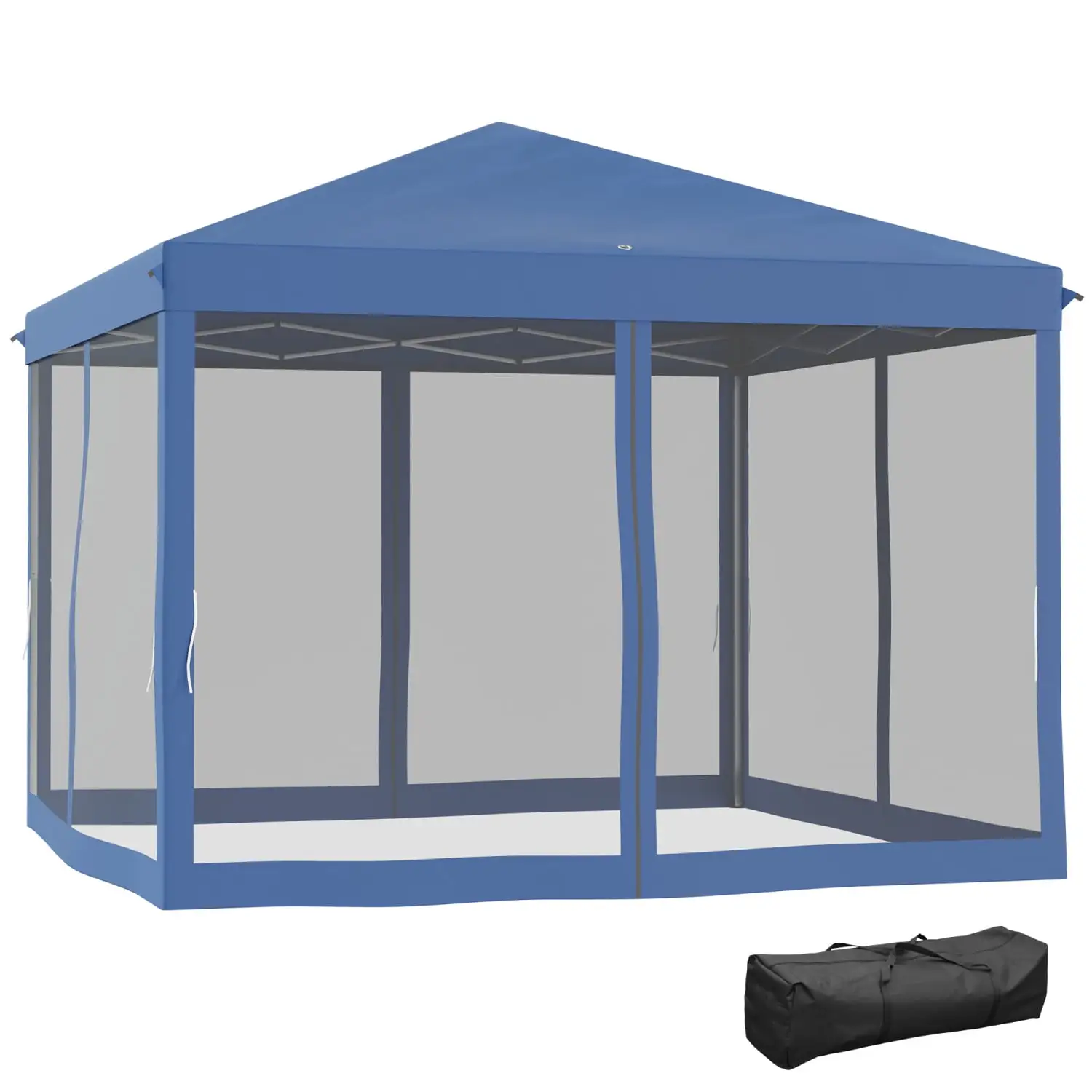 DremFaryoyo 10' x 10' Pop Up Canopy Tent with Netting Instant Gazebo Ez up Screen House Room with Carry Bag Height Adjustable for Outdoor Garden Patio Blue