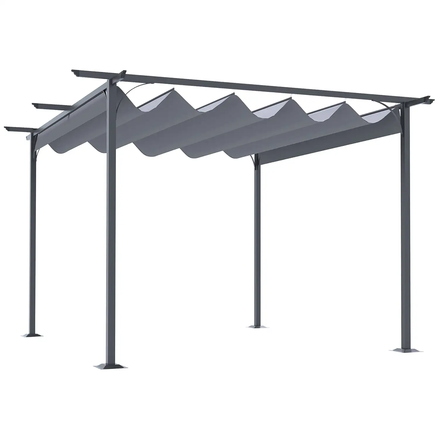 DremFaryoyo 11.5' x 11.5' Retractable Pergola Canopy Outdoor UV Protection & Sun Shade Steel Frame for Garden Grill Patio Backyard Gray