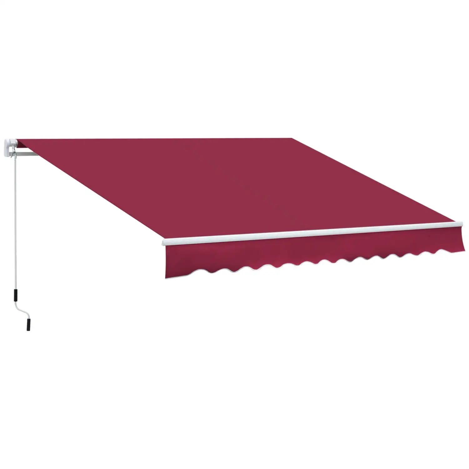 DremFaryoyo 12' x 8' Retractable Awning Patio Awning Sun Shade Shelter with Manual Crank Handle 280g/m2 UV and Water-Resistant Fabric Aluminum Frame for Deck Balcony Yard Red