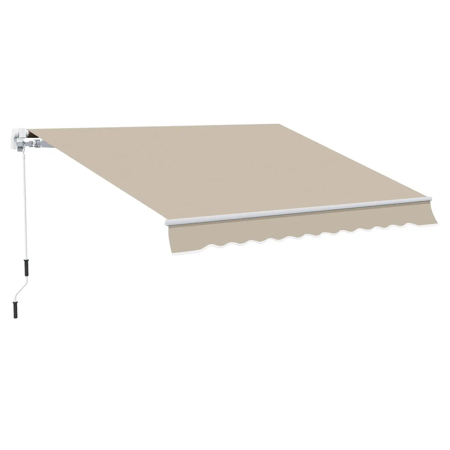 DremFaryoyo 13' x 8' Retractable Awning Patio Awnings Sunshade Shelter w/ Manual Crank Handle UV & Water-Resistant Fabric and Aluminum Frame for Deck Balcony Yard Beige