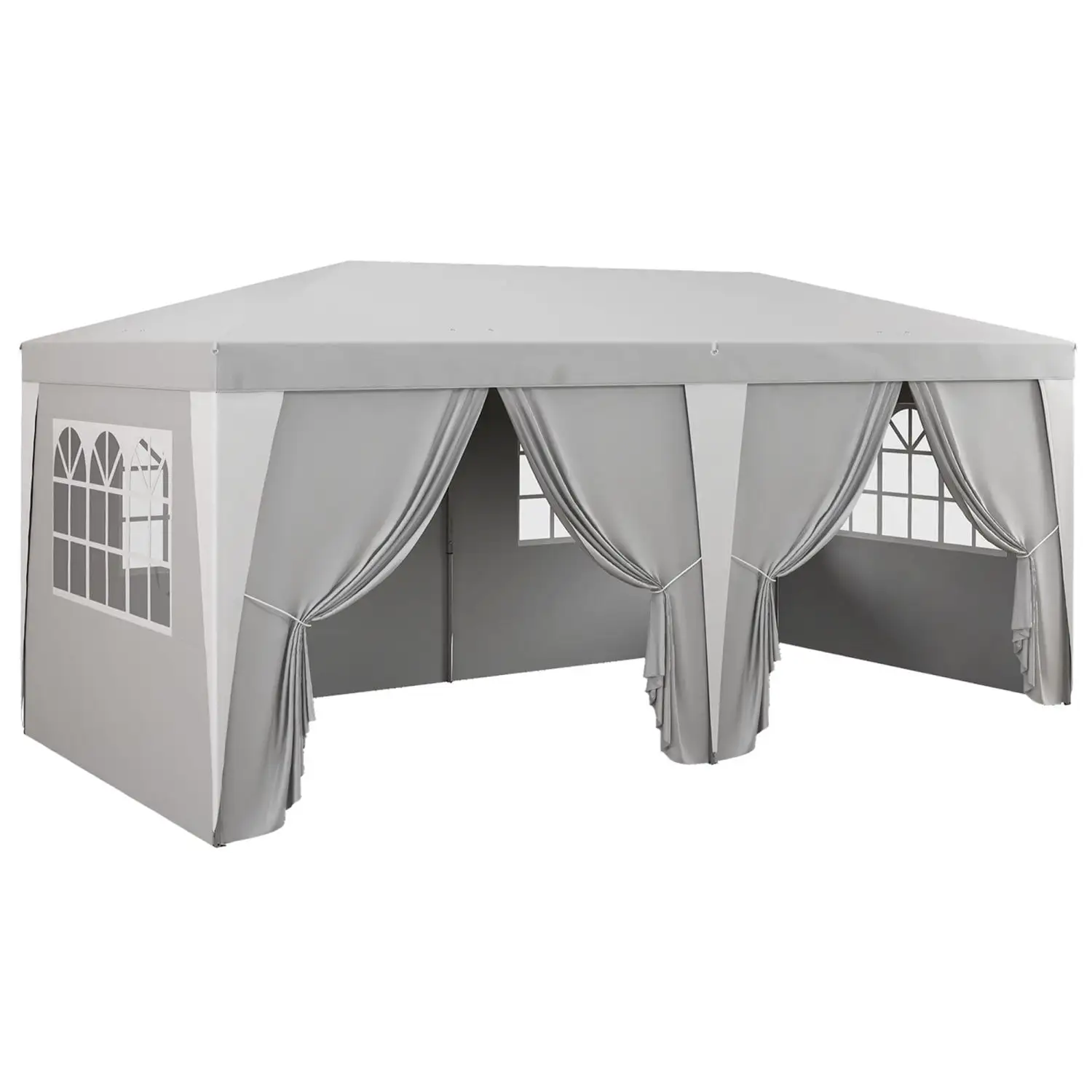 DremFaryoyo 19 x 10' Pop Up Canopy Tent with 6 Removable Sidewalls 4 Windows Large Ez Up Canopy with Adjustable Height Instant Shelter Gazebo for Outdoor Events Party Wedding Gray