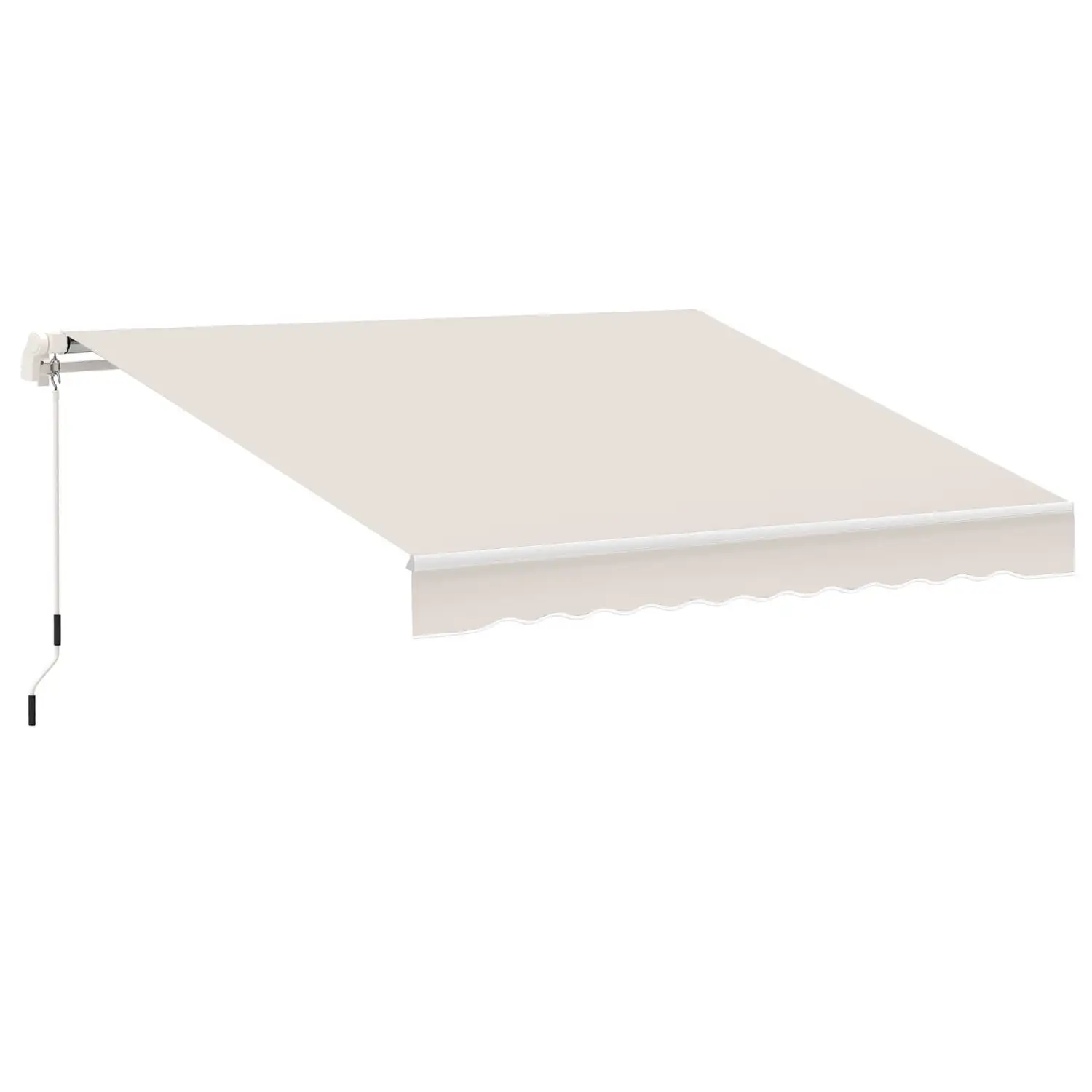 DremFaryoyo 8' x 7' Patio Retractable Awning Manual Exterior Sun Shade Deck Window Cover Beige