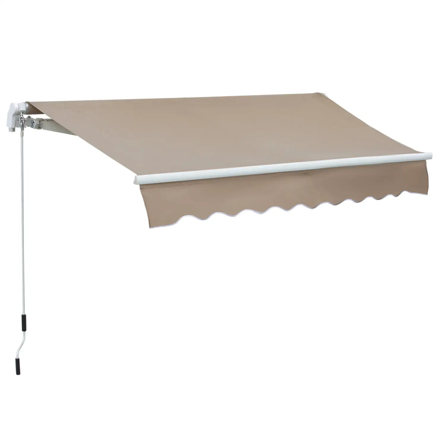 DremFaryoyo 8' x 7' Patio Retractable Awning Manual Exterior Sun Shade Deck Window Cover Brown