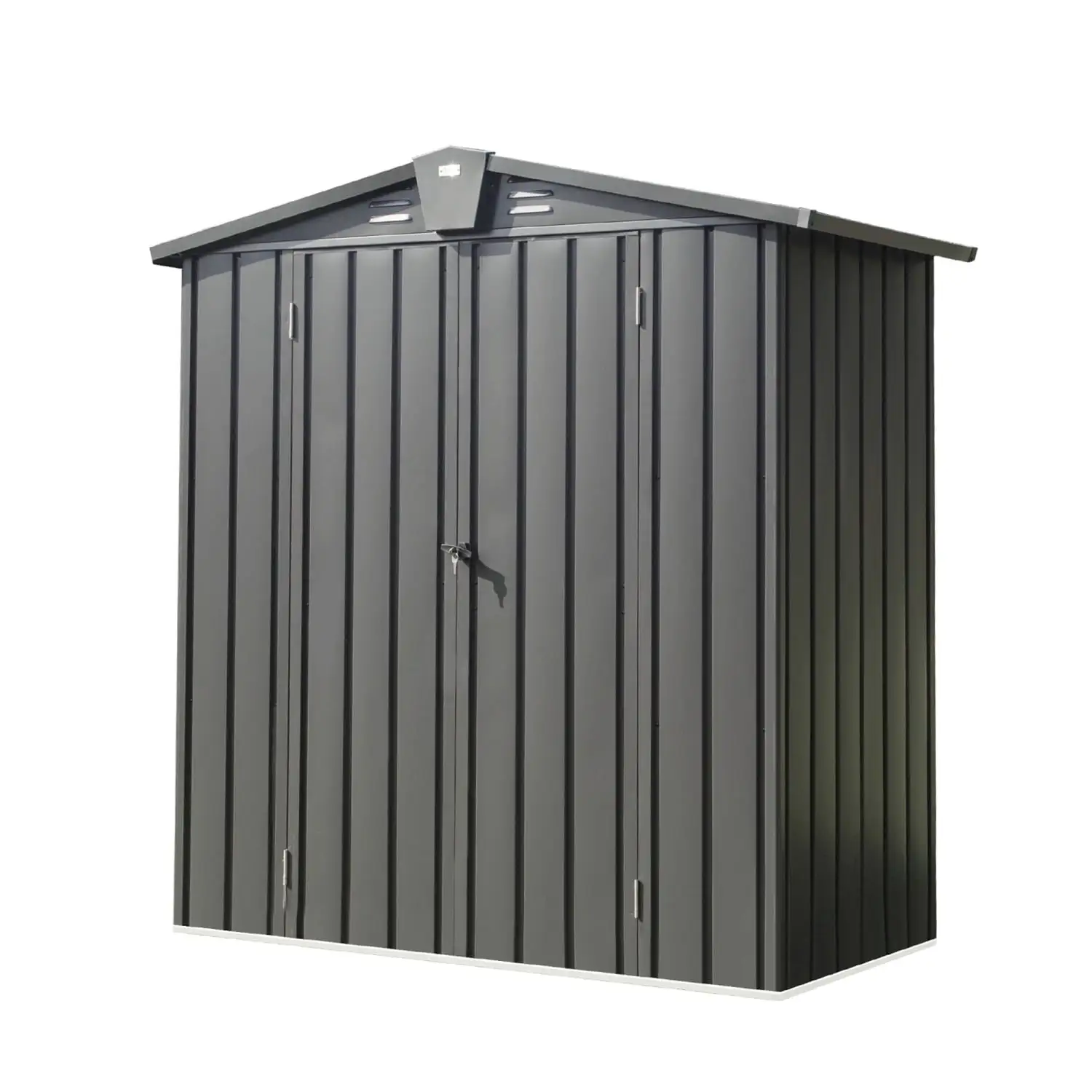 DremFaryoyo Outdoor Shed 5.7x3 FT Metal Outside Sheds&Outdoor Galvanized Steel Tool Shed with Lockable Double Door for Patio Backyard Garden Lawn (5.7x3ft Black)