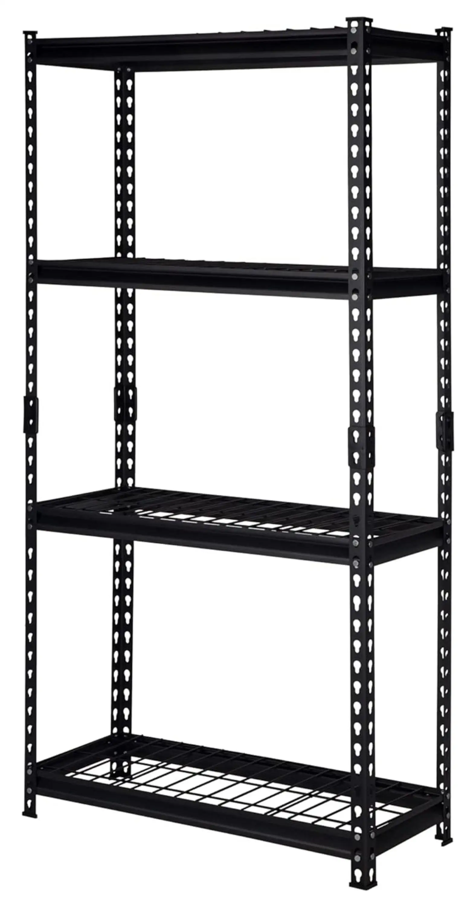 Drevy 30 W x 12 D x 60 H Adjustable Height 4-Shelf Steel Shelving Unit Utility Organizer Rack for Home. Office. and Warehouse. Black