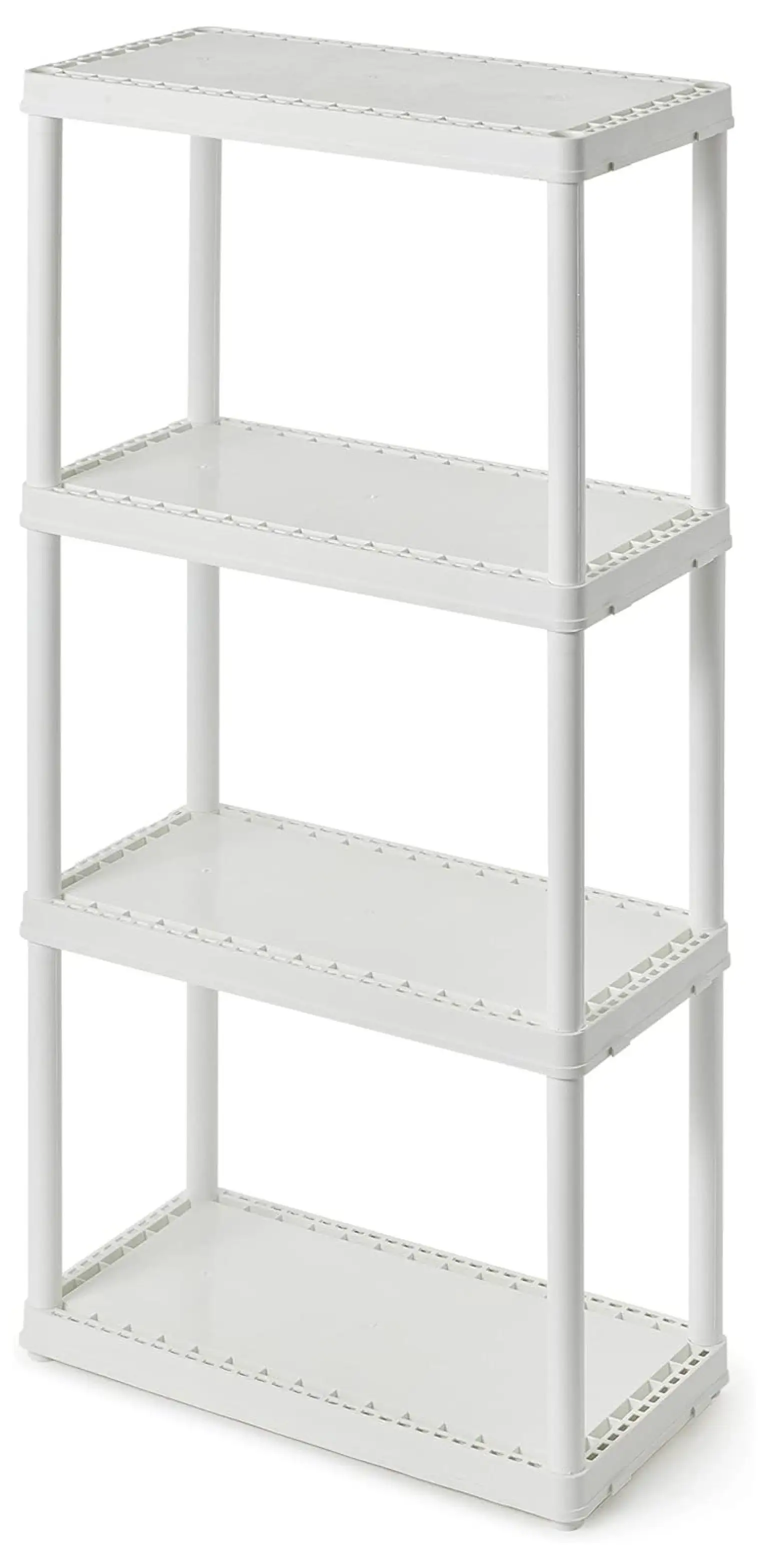 Drevy 4 Shelf Fixed Height Solid Light Duty Storage Unit 24 x 12 x Organizer System for Home. Garage. Basement. and Laundry. White