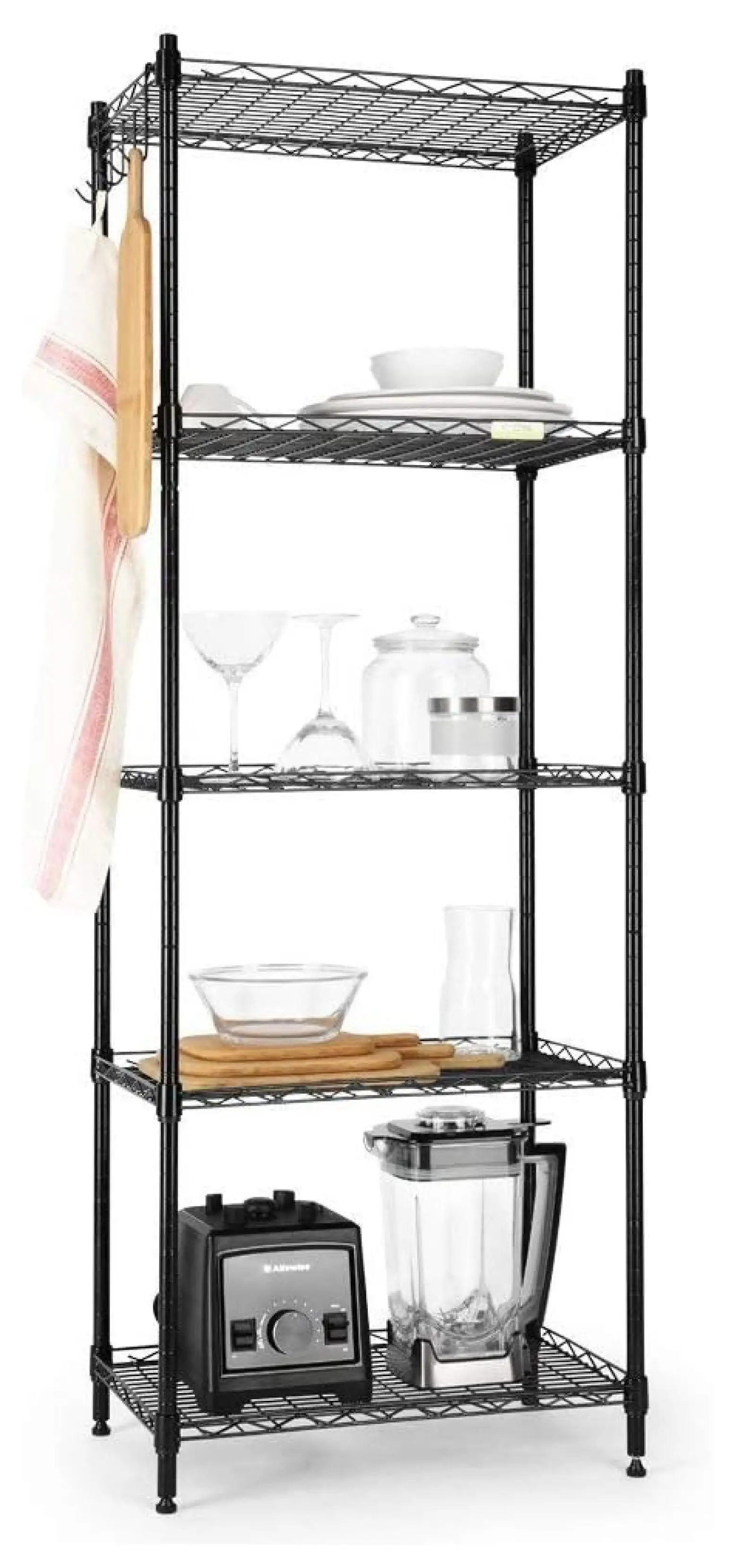 Drevy 5 Tier Storage Shelves. Adjustable Storage Shelves Heavy Duty Steel Tube Wire Shelving Unit (Black 21'' x 11'' x 59'')