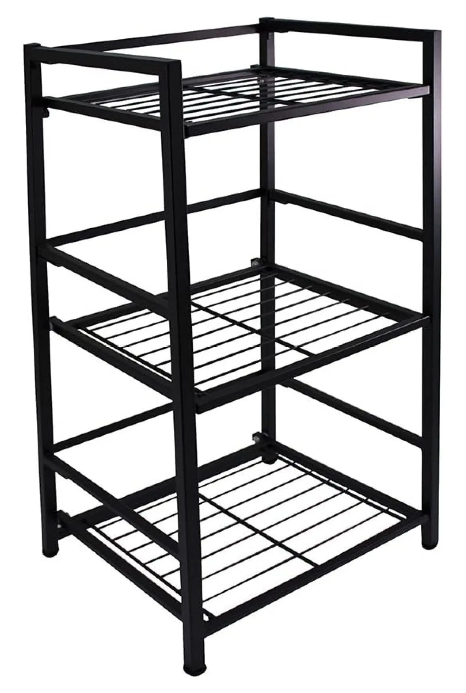 Drevy-Folding Metal Bookcase-Small Space -No Assembly-Home. Kitchen. Bathroom And Office Shelving-Black. 3 Shelves. Narrow