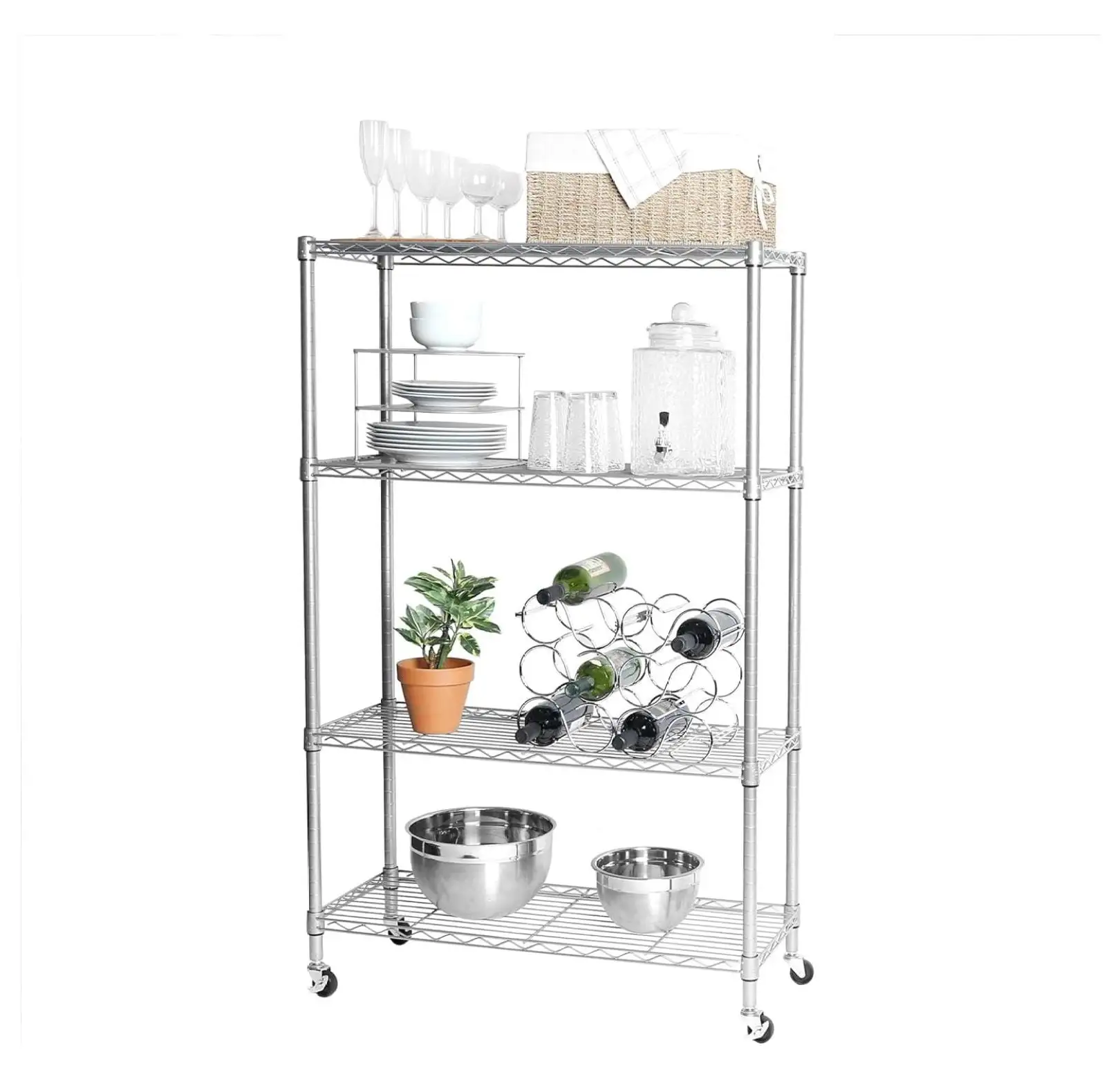 Drevy Solid Steel Wire Shelving Storage Unit Adjustable Shelves Organizer Rack. for Home. Kitchen. Office. Garage. Bedroom. Closet. Silver. 4-Tier. 36 W x 14 D