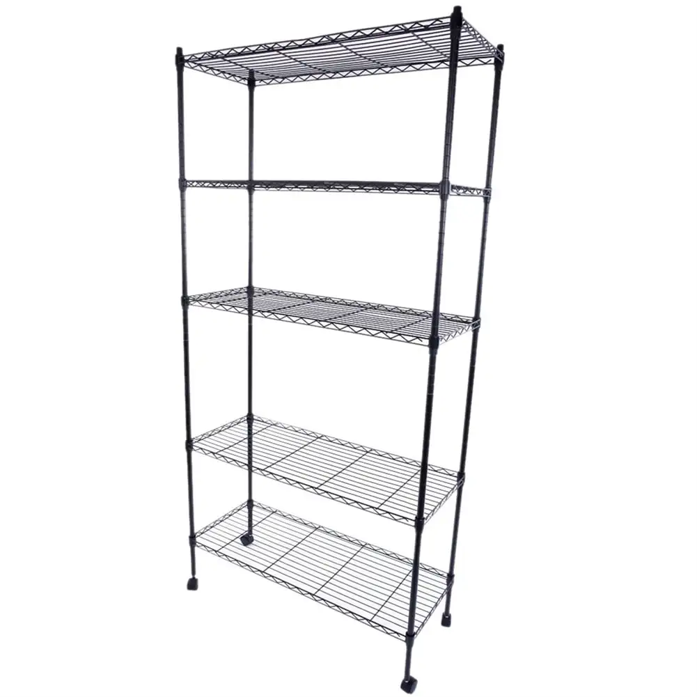 Dtwnek 5 Layer Iron Shelf with Wheels . 165*90*35. Black