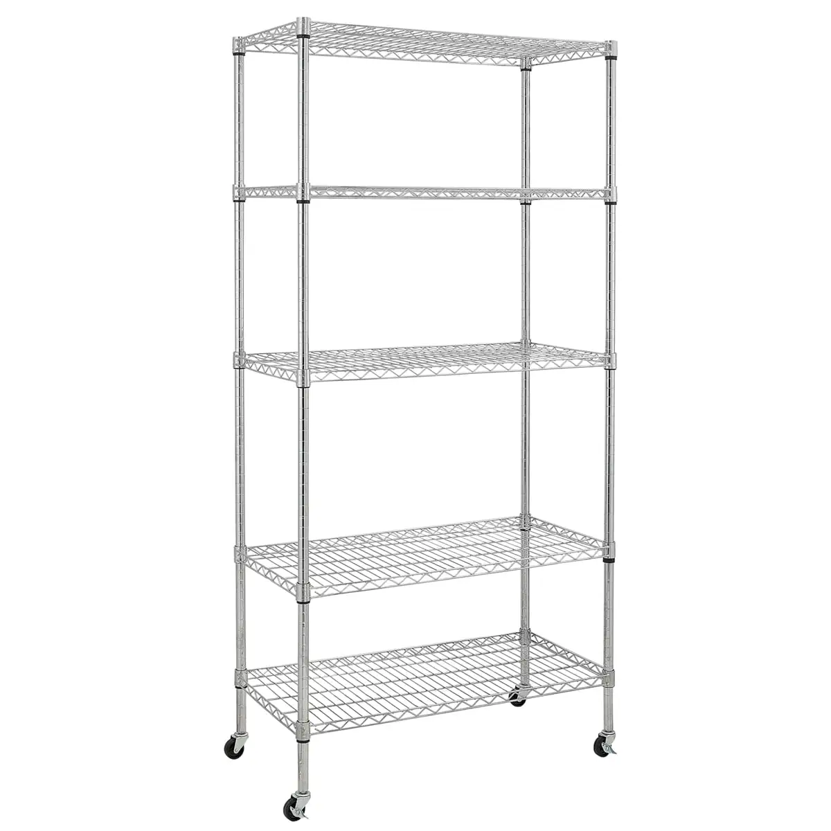 Dtwnek 5 Tier Steel Wire Shelving with Wheels