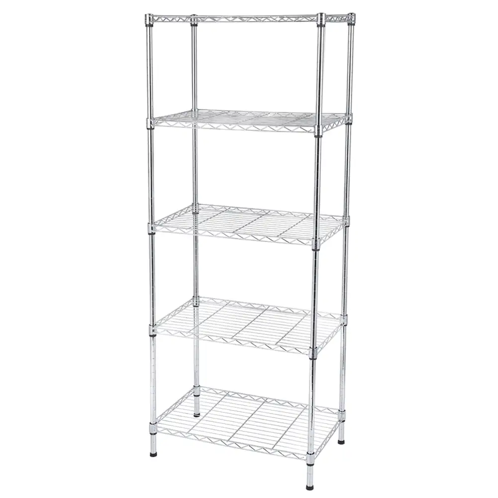 Dtwnek 5 Tier Wire Shelving Unit Shelf Rack. Silver