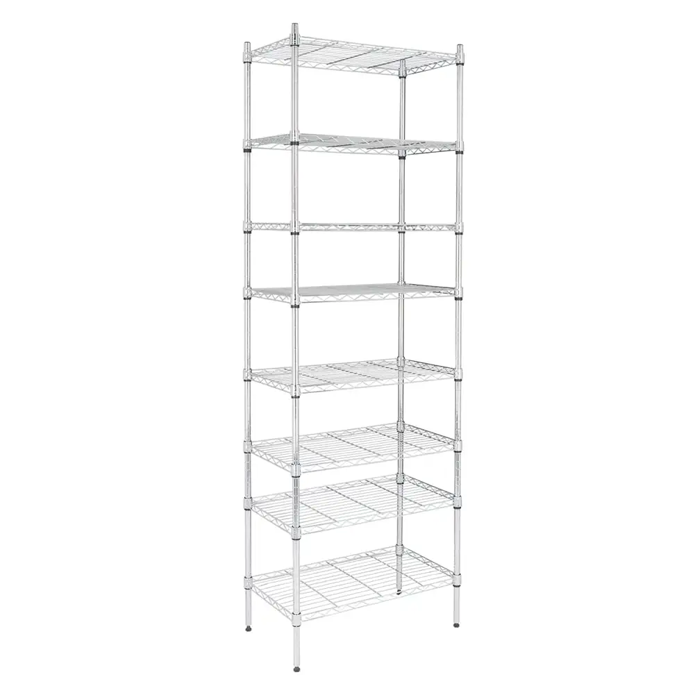 Dtwnek 8 Tier Wire Shelving Unit Adjustable Steel Wire Rack Shelf. Silver