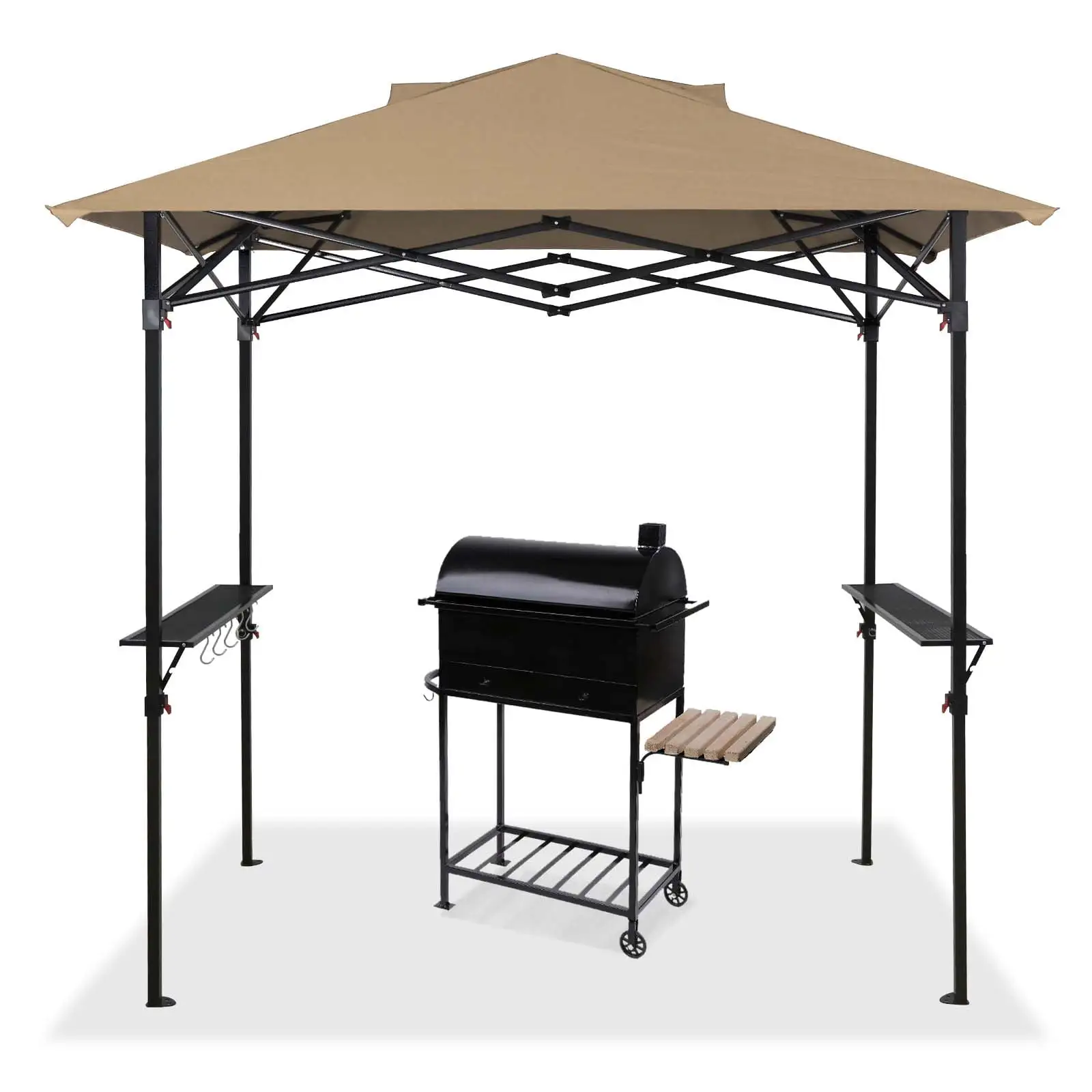 EAGLE PEAK 8x5 Pop up Grill Gazebo Instant Outdoor BBQ Canopy.Beige