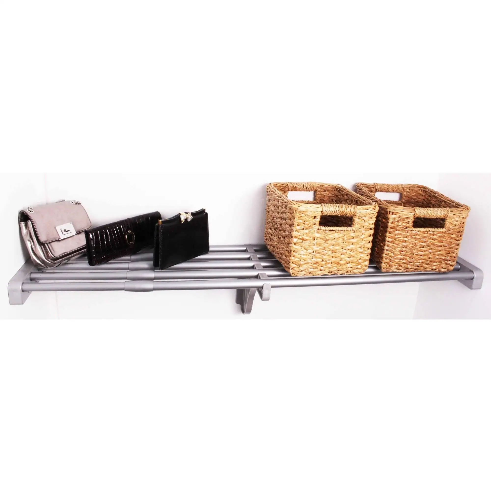 EZ Shelf 40-73 Expandable Shelf. Silver. No Brackets. For Mounting Between 2 Sidewalls