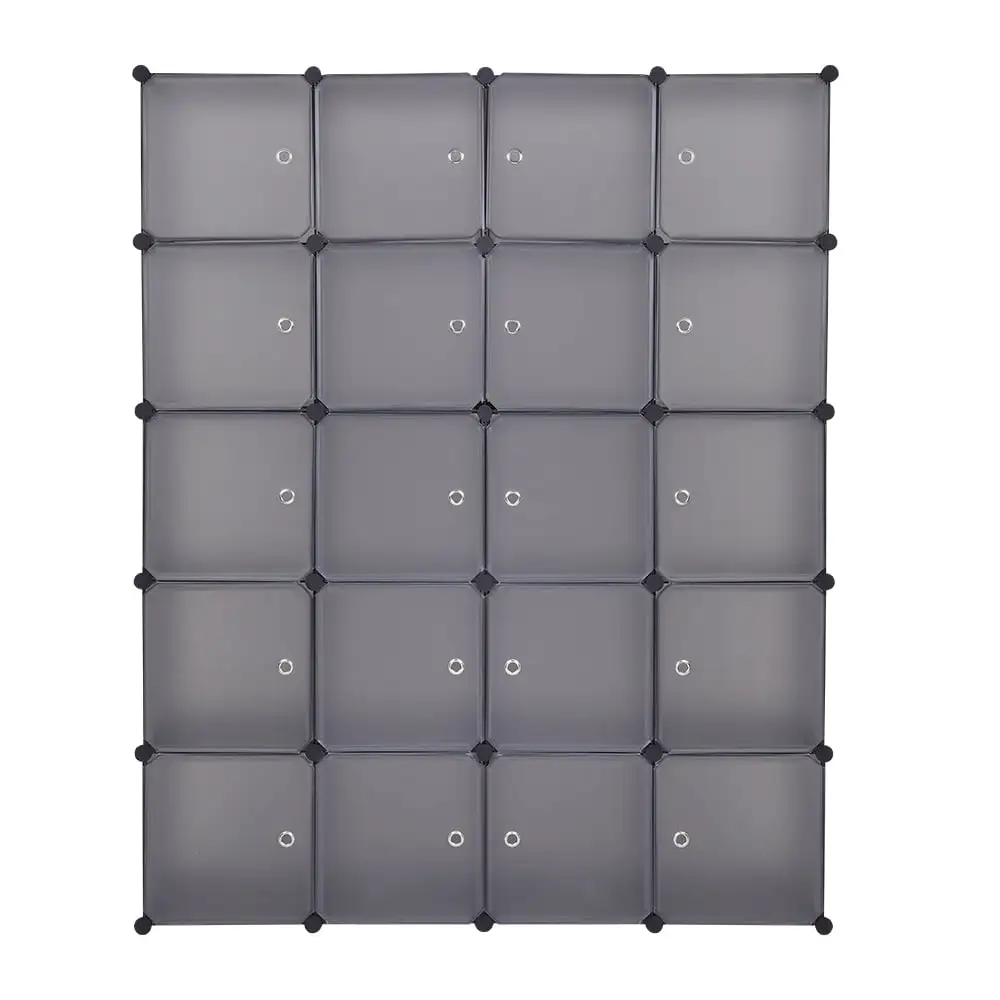 EasingRoom 20-Cube Storage Shelves with Rods.Plastic Cube Organizer. Closet Storage. Gray