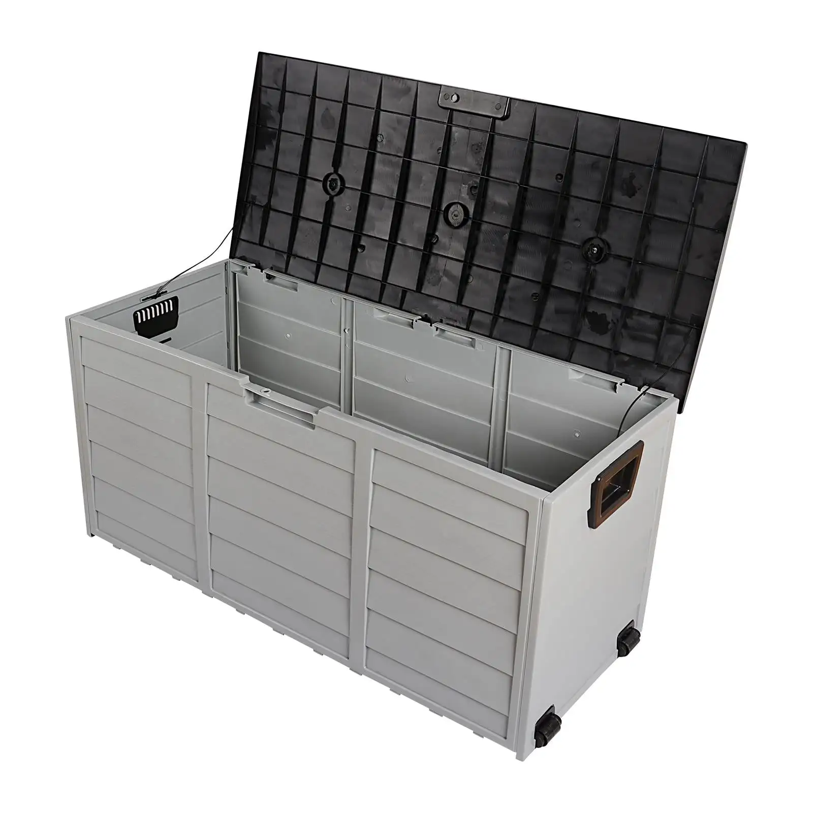 EasingRoom 75gal Plastic Storage Deck Box Backyard Chest Tools Cushions Toys w/ Wheel Black