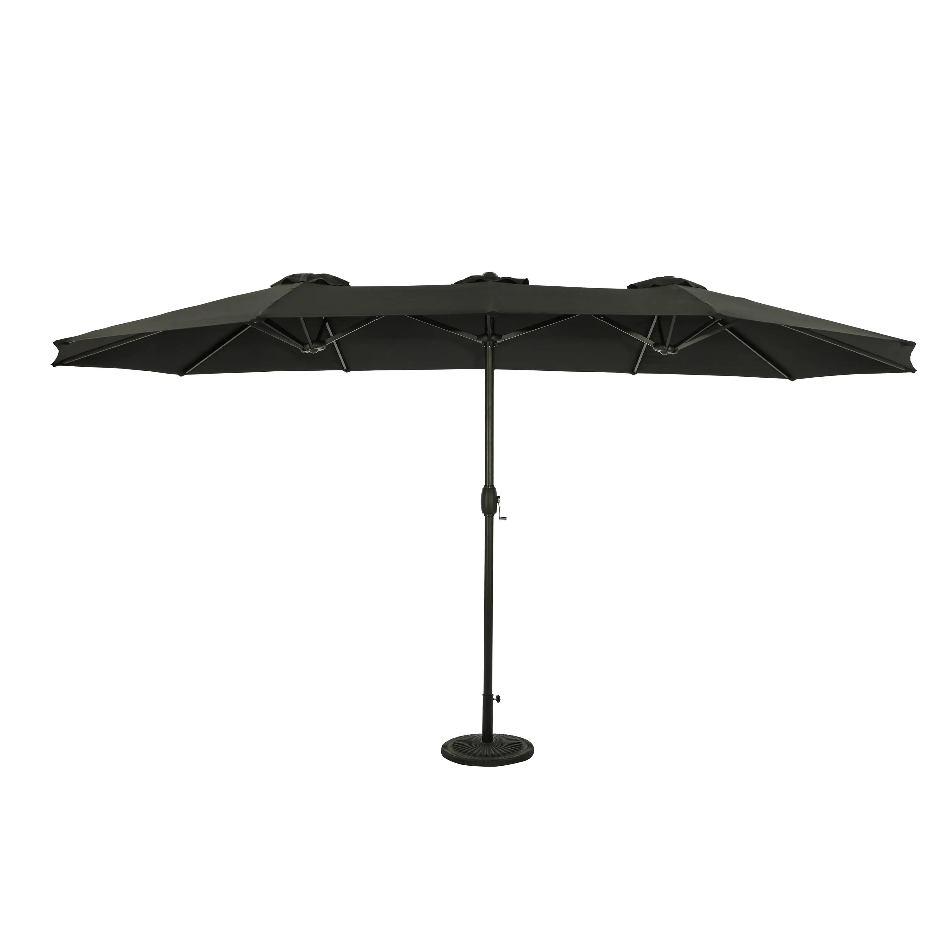 Eclipse 15-ft Oval Dual Market Umbrella - Black - Polyester Canopy