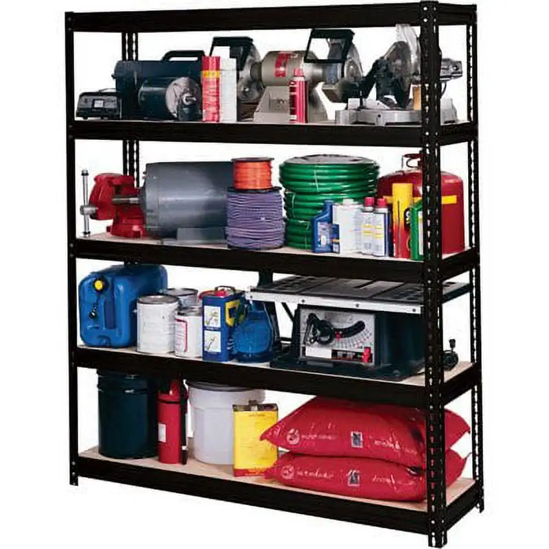 Edsal UR60-BLK Heavy Duty 16-Gauge Steel Boltless Shelving with 5 Shelves. 5000 lbs Capacity. 60 Width x 72 Height x 18 Depth. Black