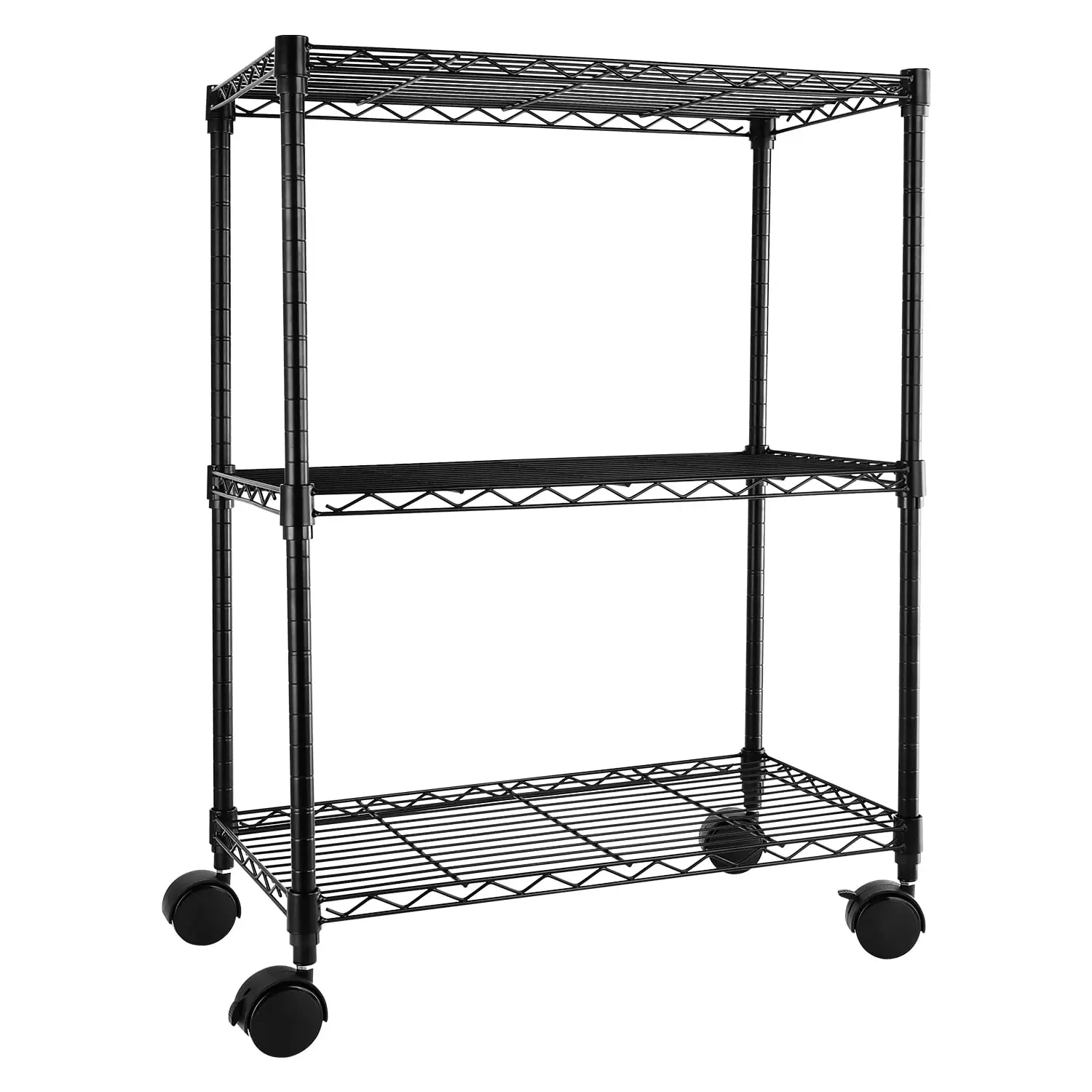 Elitezip Simple Deluxe Heavy Duty 3-Shelf Shelving With Wheels. Adjustable Storage Units. Steel Organizer Wire Rack. 23 W X 13 D X 33 H. Black