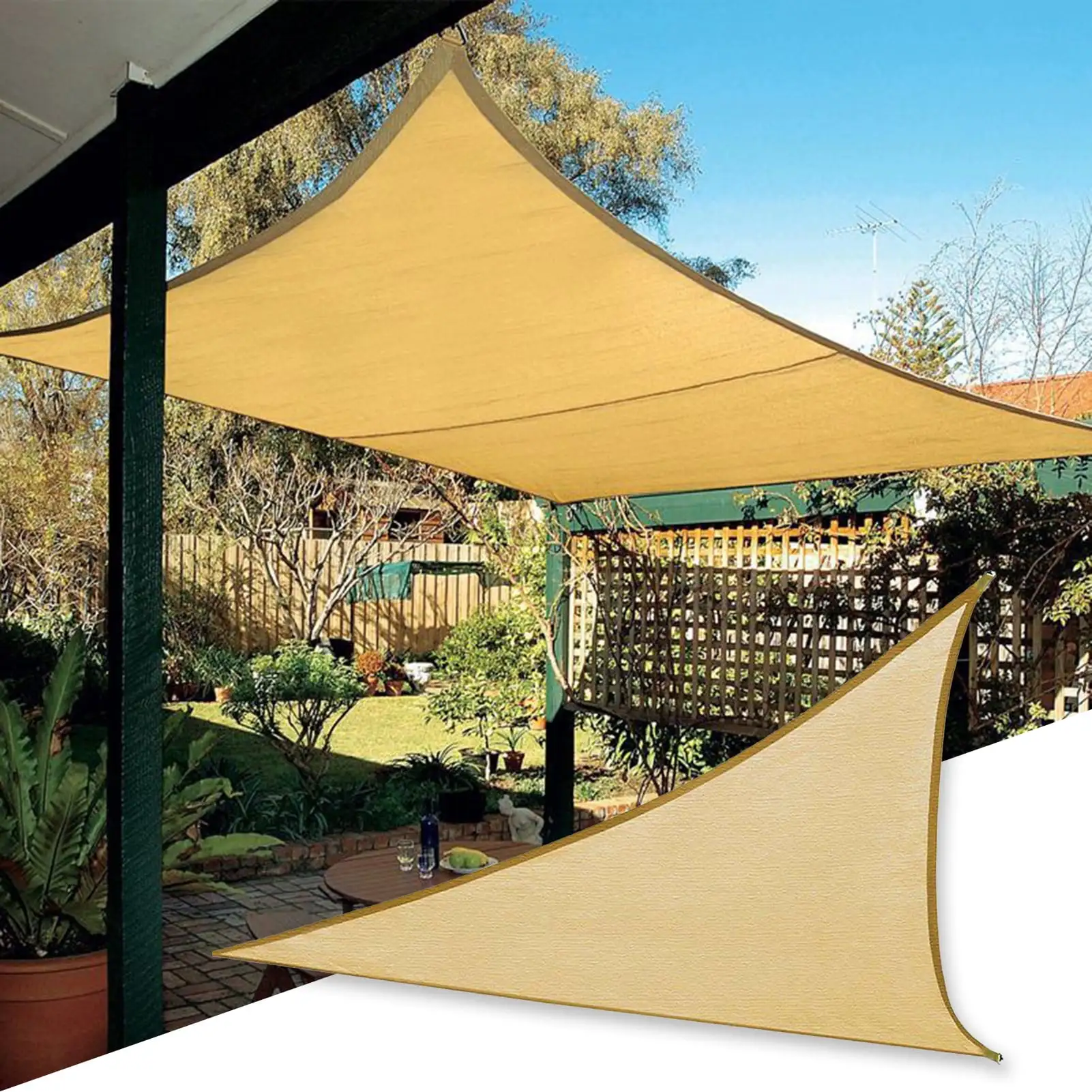 Elodia 1 Set Shade Sail Heat-resistant Breathable Sun Protection UV Resistant Anti-aging Patio Lawn Garden Triangular Sail Canopy Outdoor Supply