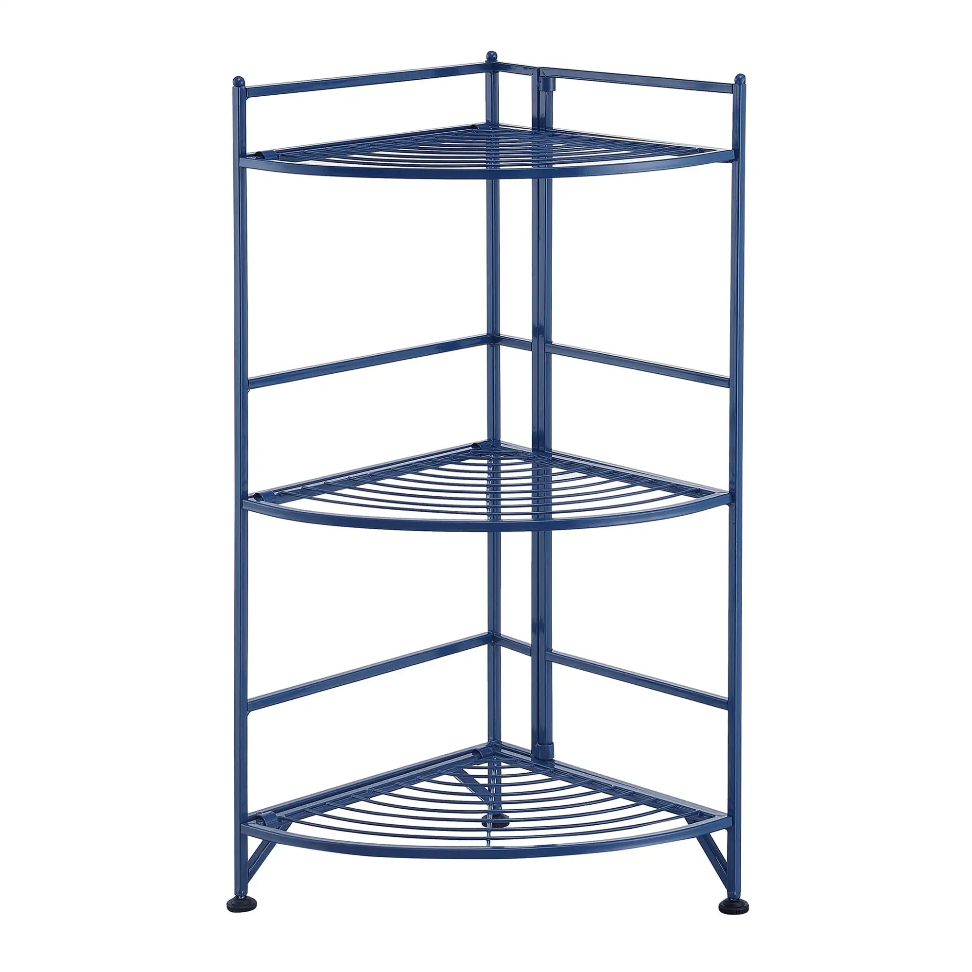 Ergode Xtra Storage 3 Tier Folding Metal Corner Shelf - Convenient. Versatile. and Durable Storage Solution for Kitchen. Garage. Office - Adjustable Feet. Easy Setup - Powder-Coated Metal