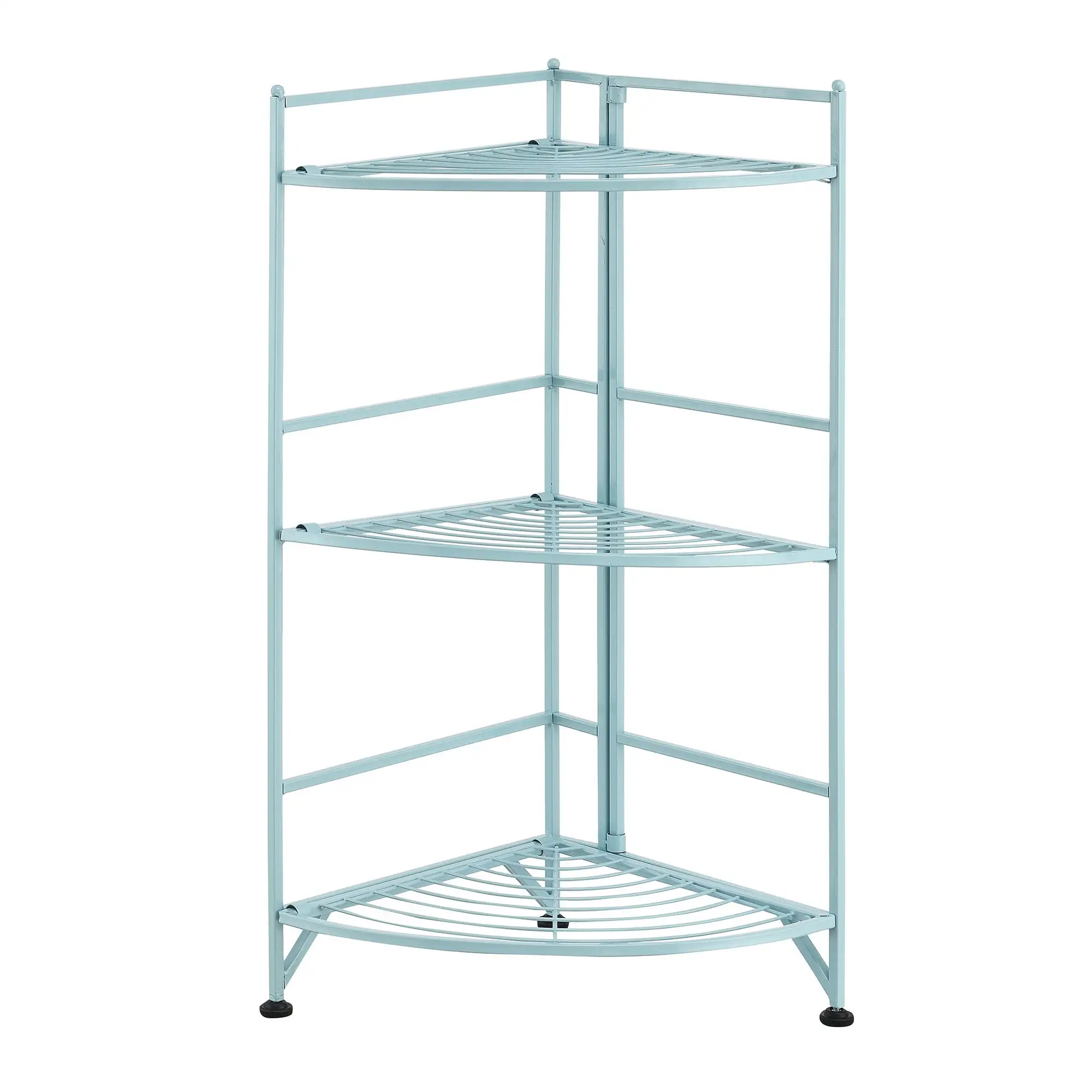 Ergode Xtra Storage 3 Tier Folding Metal Corner Shelf - Convenient. Versatile. and Durable Storage Solution for Kitchen. Garage. Office - Easy Setup and Adjustable Feet - Powder-Coated Metal