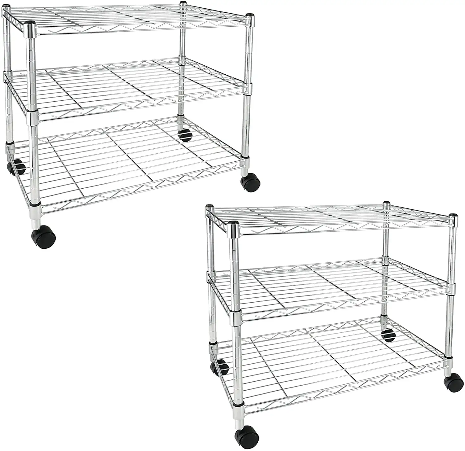 FDIGLUL Heavy Duty 3- Shelving Unit 24.02" D x 13.78" W x 21.97" H 3 Tier 2-Pack