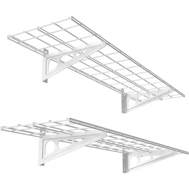 FLEXIMOUNTS FLEXIMOUNTS 2-Pack 1x4ft 12-inch-by-48-inch Wall Shelf Garage Storage Rack Wall Mounted Floating Shelves. White