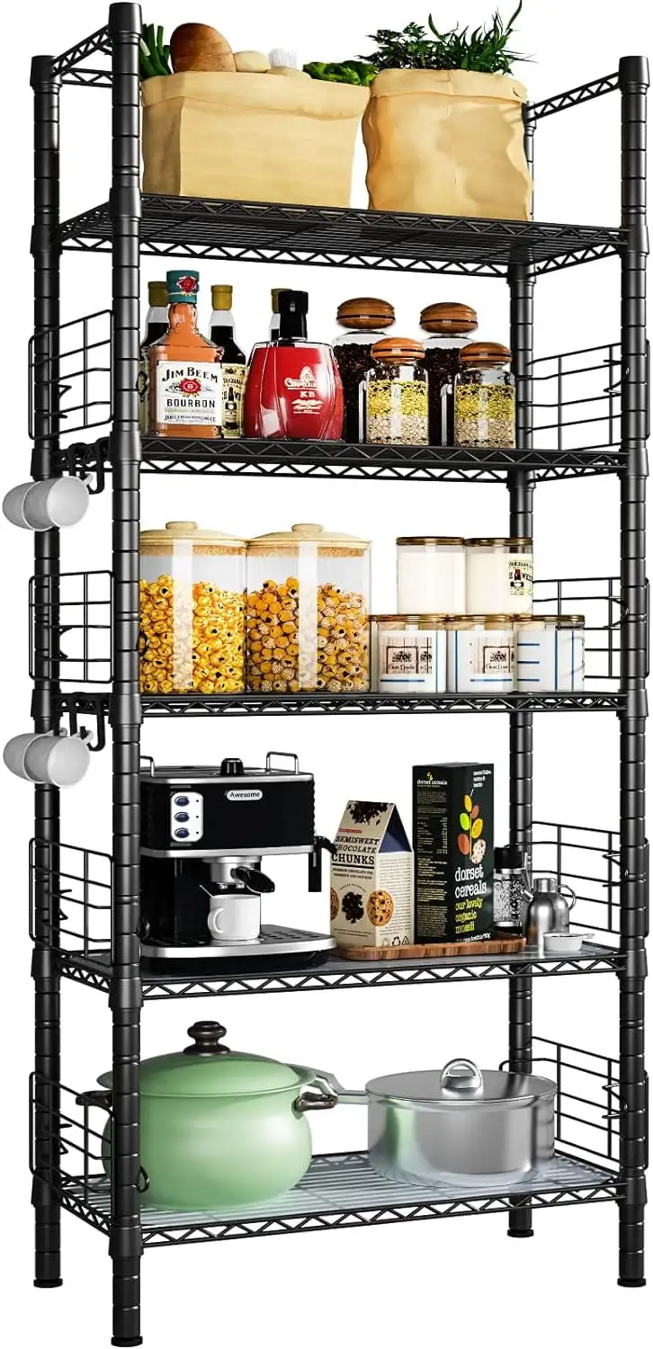 5 Tiers Metal Bookshelf. Free-Standing Metal Narrow Bookcase. Storage Organizer Shelves for Garage. Kitchen. Bathroom. Balcony and Living Room. 21.2 W x 9.4 D x 59.2 H. Black