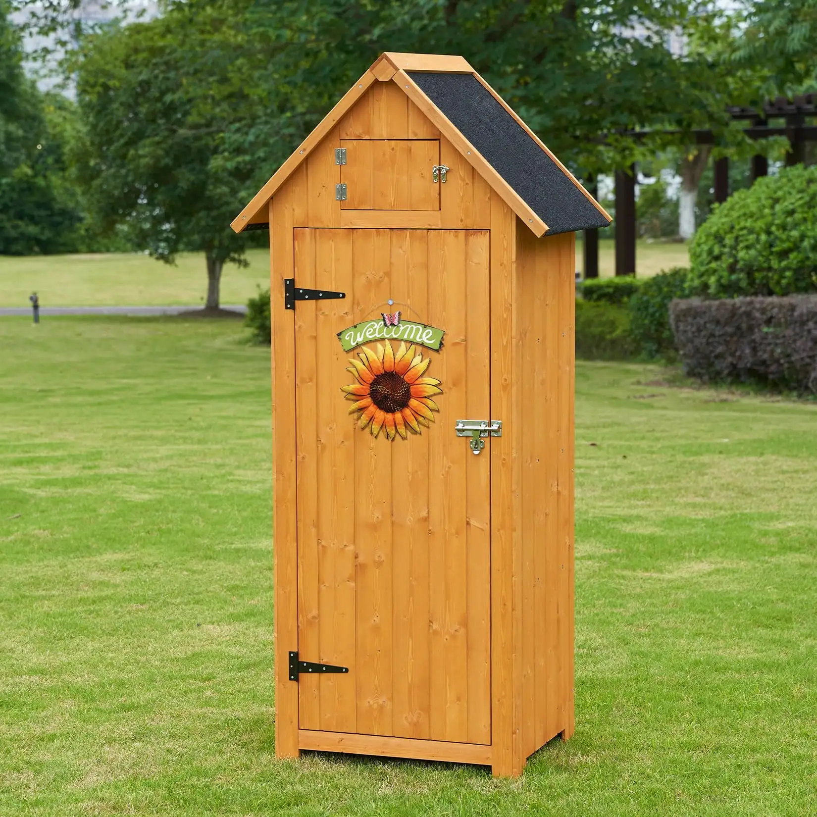 Faitaliicy Outdoor Storage Cabinet. Garden Wood Tool Shed. Outside Wooden Shed Closet with Shelves for Yard. Patio. Deck and Porch Hallway Patio