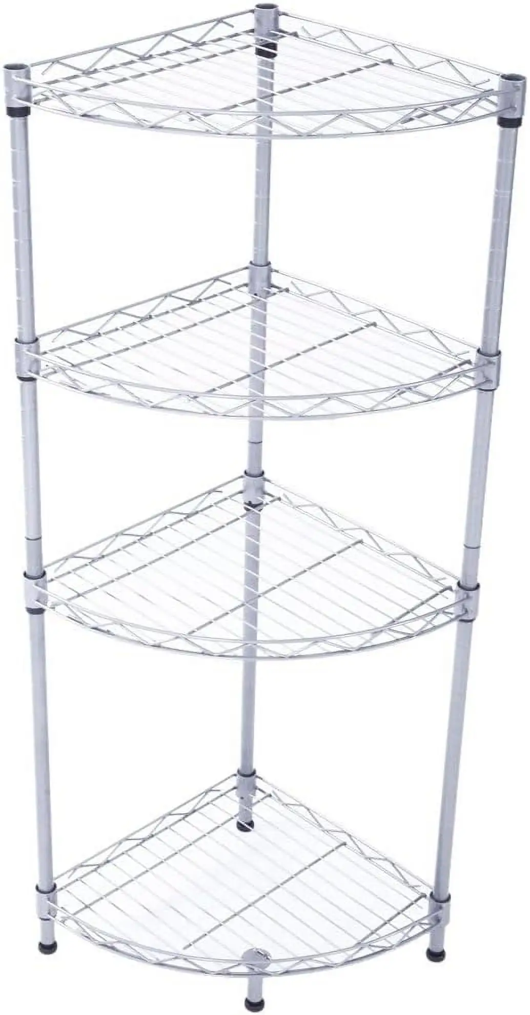 Fan-Shaped Carbon Steel Metal Assembly 4-Tier Storage Rack Silver Gray.Heavy Duty Adjustable Storage Rack for Every Room Corner