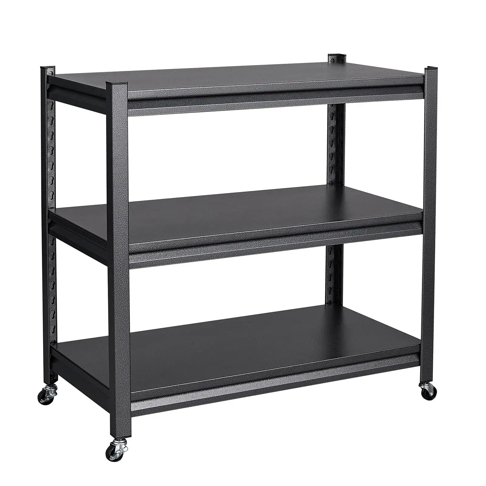 Fesbos Garage Storage Shelves Heavy Duty. 3-Tier Metal Shelving Unit with Wheels. Large Capacity Storage Racks and Shelving. Utility Shelf Racks for Garage Kitchen Basement Warehouse