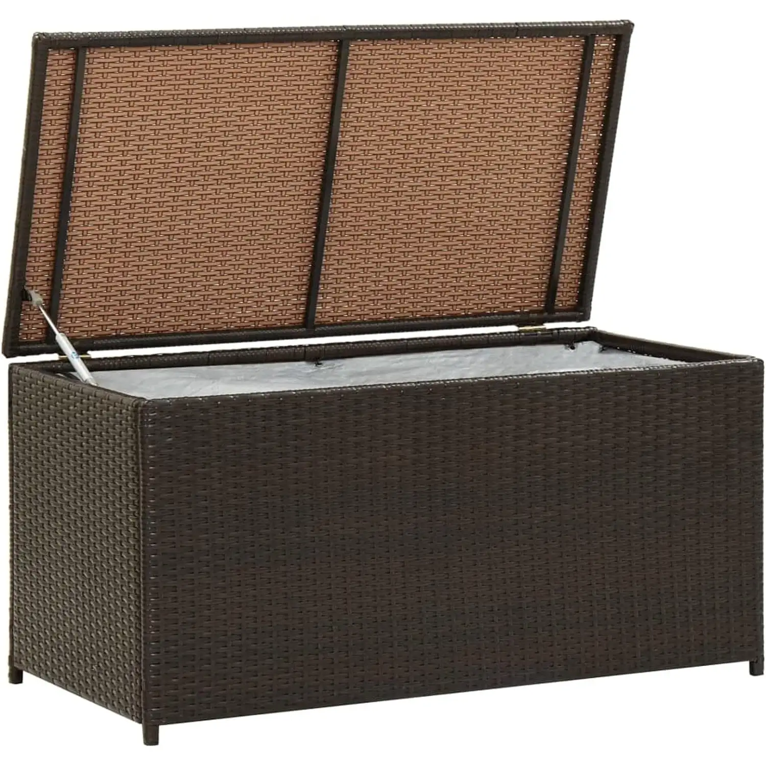 Festnight Patio Storage Box Deck Box for Patio Furniture. Outdoor Cushions. Garden Tools and Pool Toys Poly Rattan 39.3x19.6x19.6 Brown