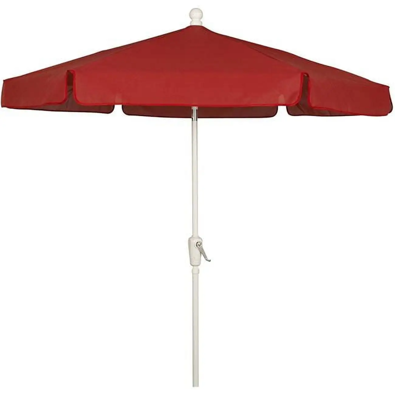 Fiberbuilt 7.5 ft. 6 Rib Crank White Hex Garden Umbrella - Red