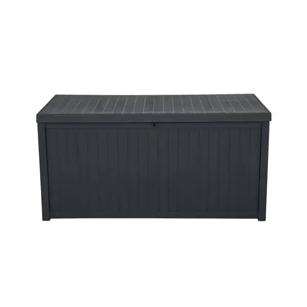 Fithood 113gal 430L Outdoor Garden Plastic Storage Deck Box Chest Tools Cushions Toys Lockable Seat Waterproof