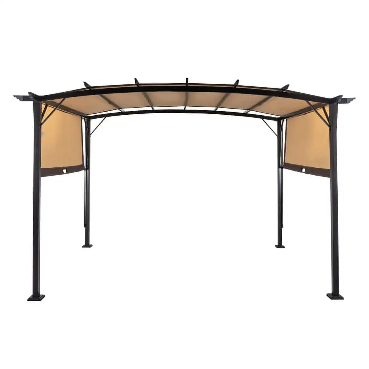 Fithood 350*280*230.5cm Aluminum Dark Brown Post Brown Adjustable Shade Fabric Curved Top Folding Shed