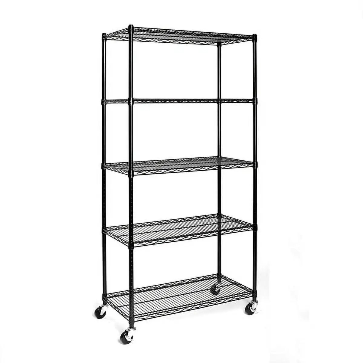 Fithood 5-Tier NSF-Certified Steel Wire Shelving with Wheels Black