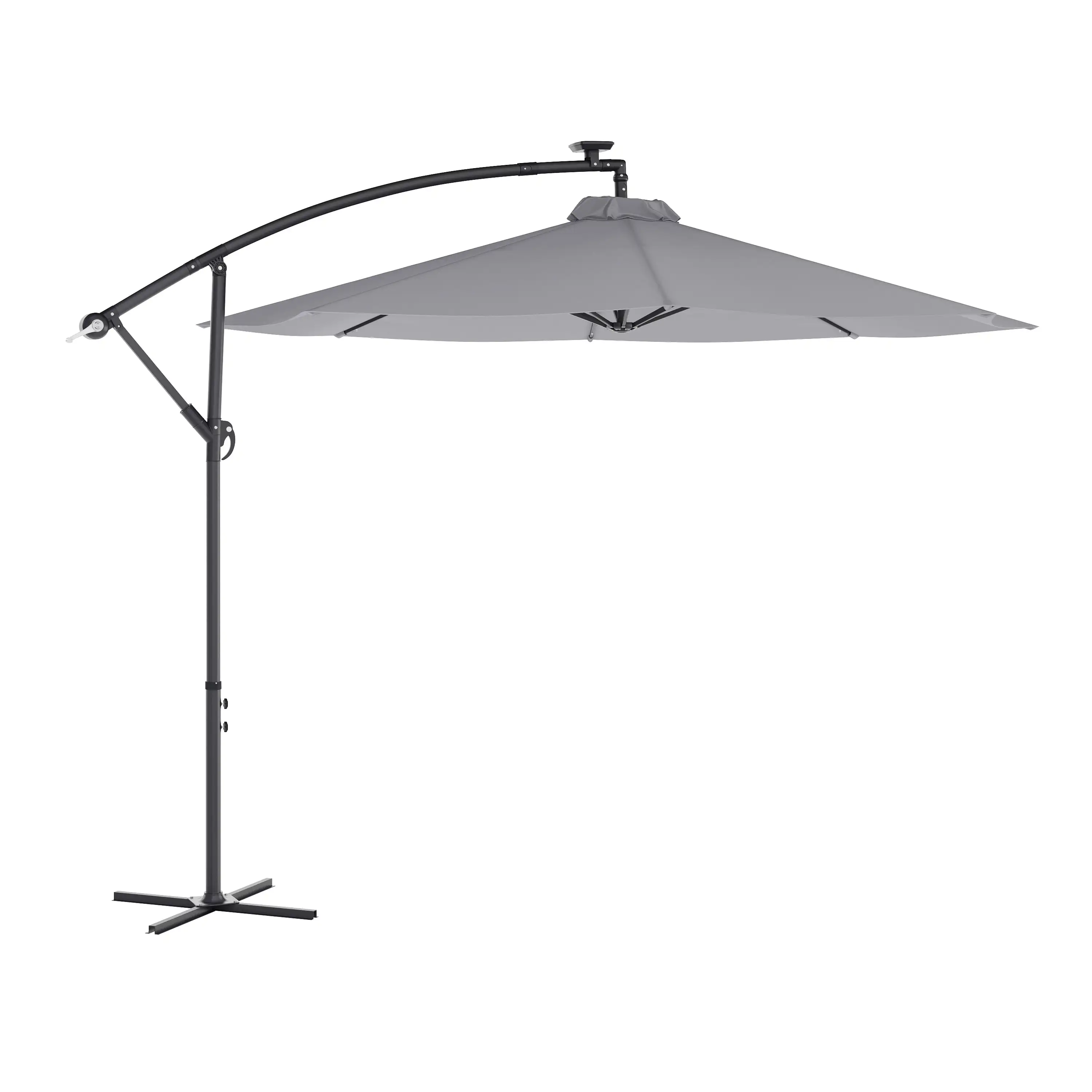 Flash Furniture Sedona Round Cantilever Umbrella with 32 Solar LED Lights. Gray (GMWLUU012GRY)