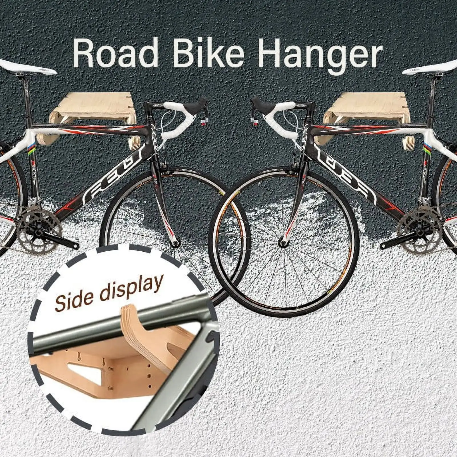 Fmxomd Wooden Road Bike Wall Mount Bicycle Wall Mount Compact Wall Bike Carrier Space Saving Bike Storage For Garage Home Or Apartment