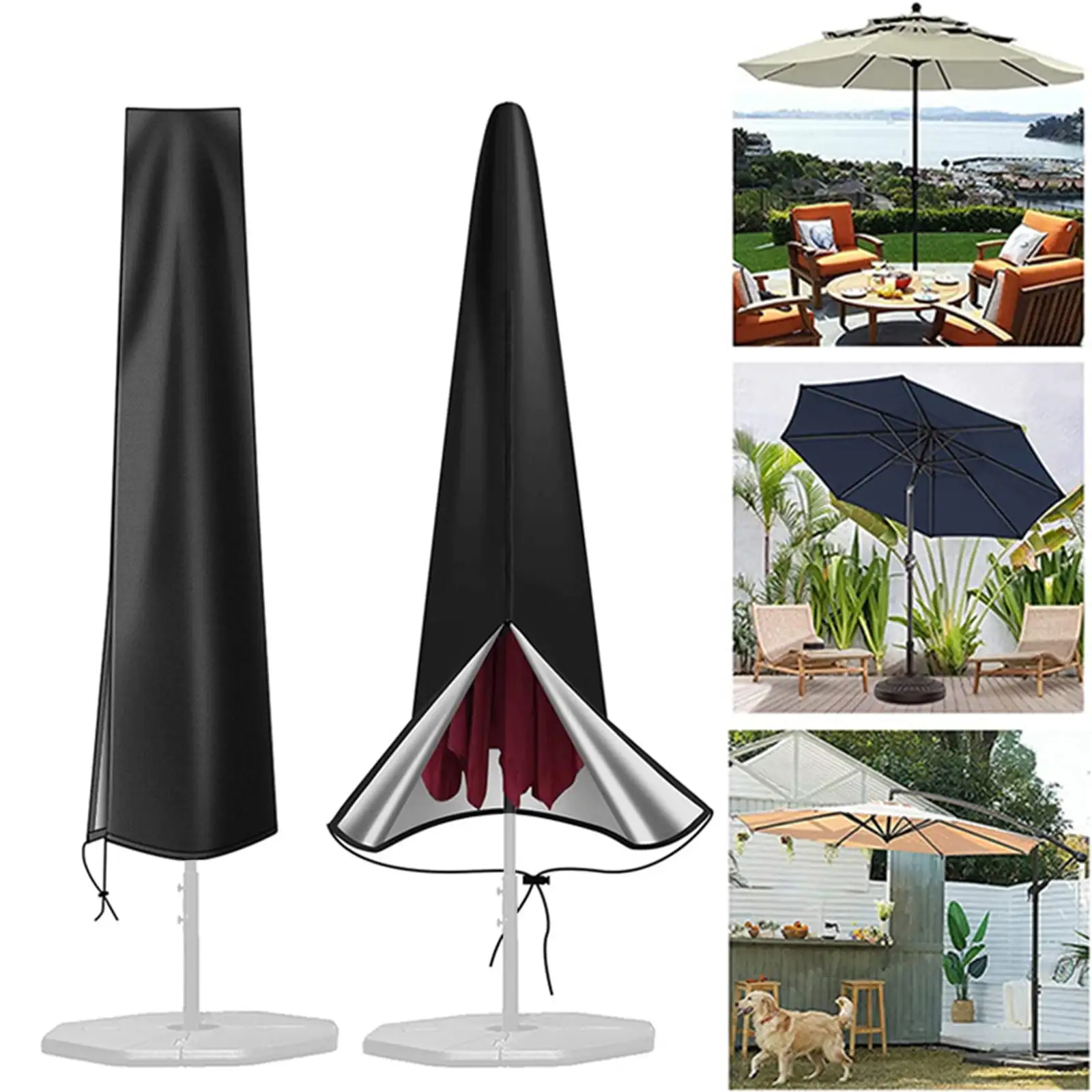 Fnochy Home Umbrella Cover.Oxford Fabric Patio Umbrella Covers Waterproof With Zip.Patio Waterproof Market Parasol Covers For 9ft To 12ft Garden Outdoor Umbrella