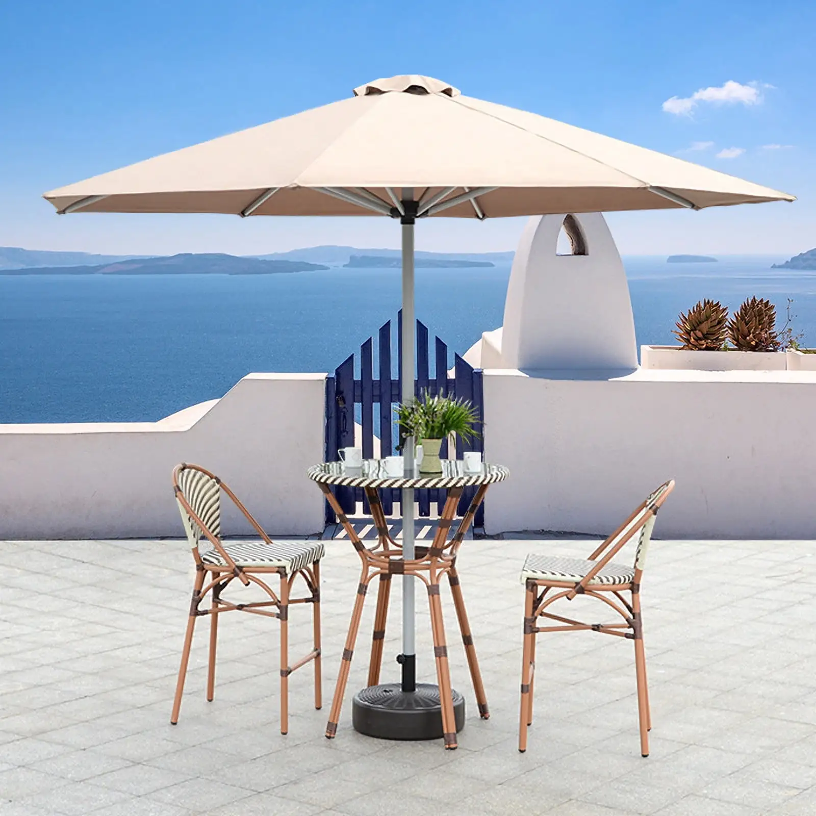 Folding Chairs for Outside Garden Terrace Courtyard Beach Swimming Pool Market Table 6 Rib Umbrella Placeme