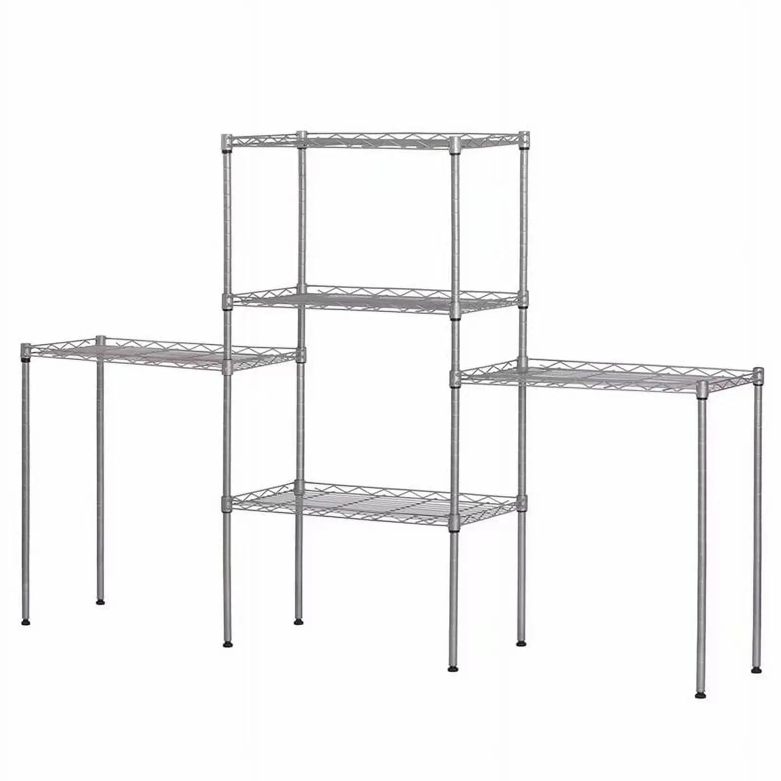 Fortressmount 11.42W x 21.25D x 59.06H 5-Shelf Wire And Steel Garage Shelves. Silver