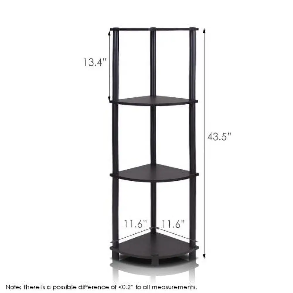 Furinno 12078EX/BK Turn-n-Tube Multipurpose 4-Tier Corner Shelf. Espresso/Black